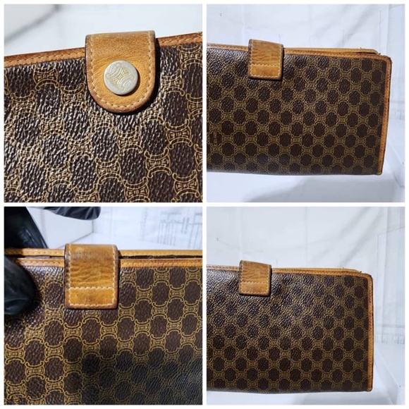 Authentic Celine Vintage Macadam PVC Leather Long Wallet Brown - Picture 7 of 13